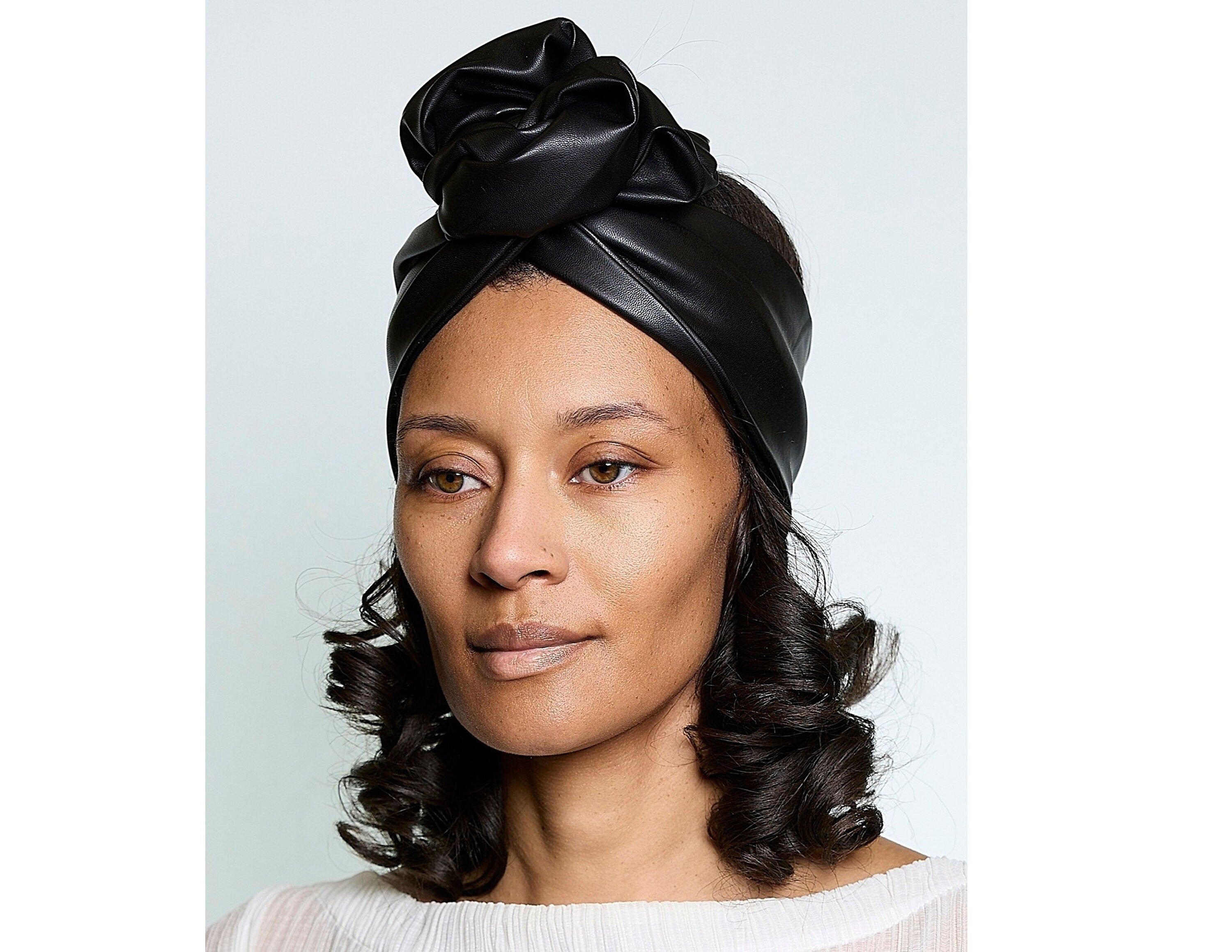 Sheila Moldable Headband-Black Vegan Leather – Feather by Jetaun