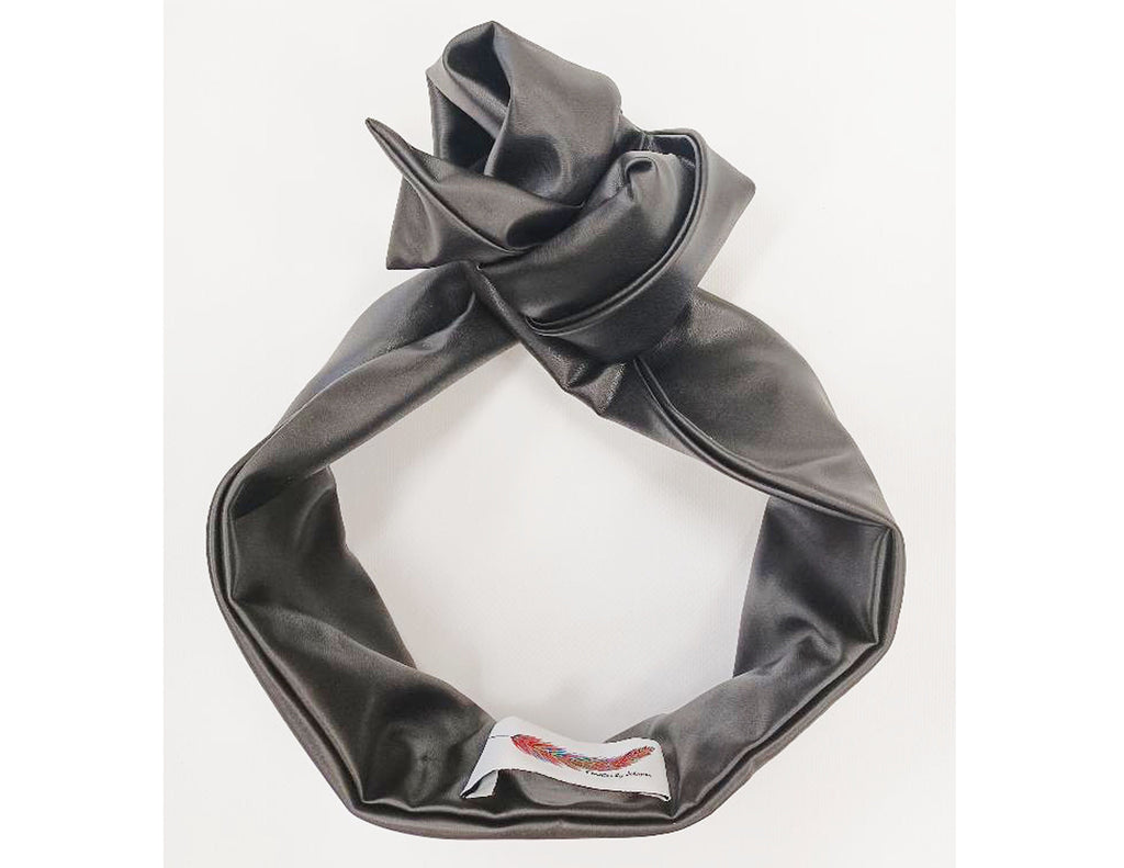 Sheila Moldable Headband-Black Vegan Leather