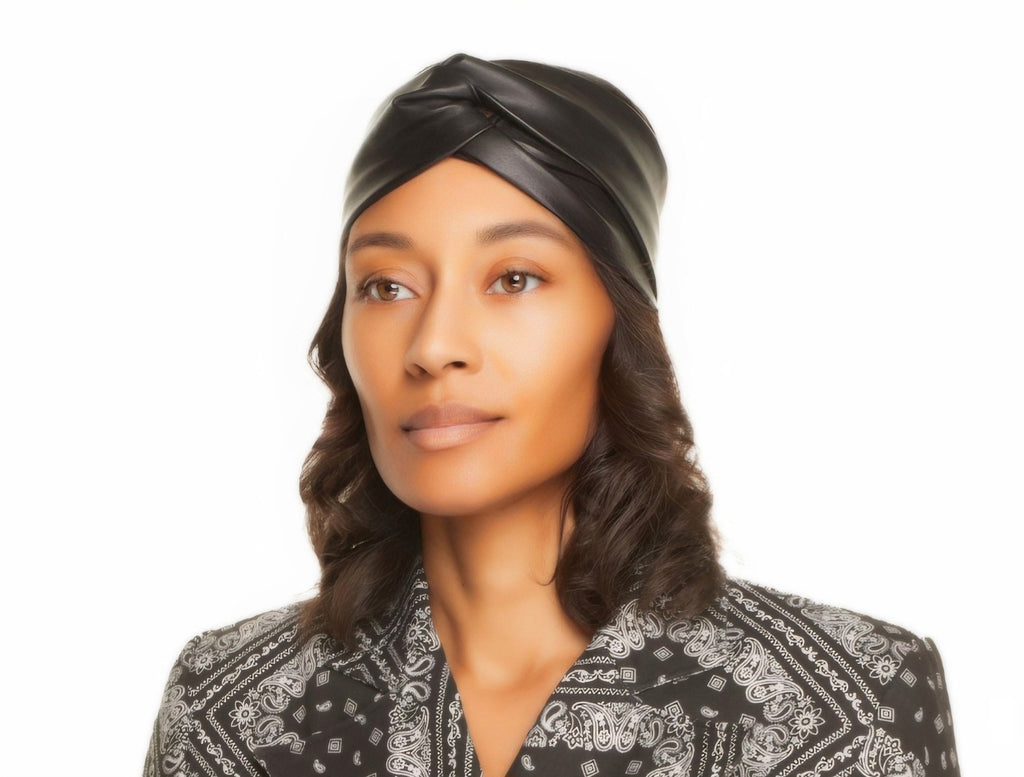Wanda Turban - Stretch Black Vegan Leather